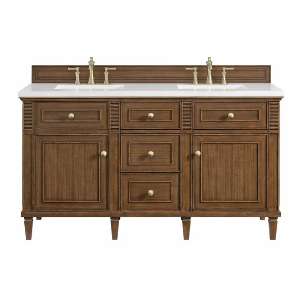 James Martin Vanities 60'' Double Vanity, Mid-Century Walnut w/ 3 CM White Zeus Quartz Top 424-V60D-WLT-3WZ